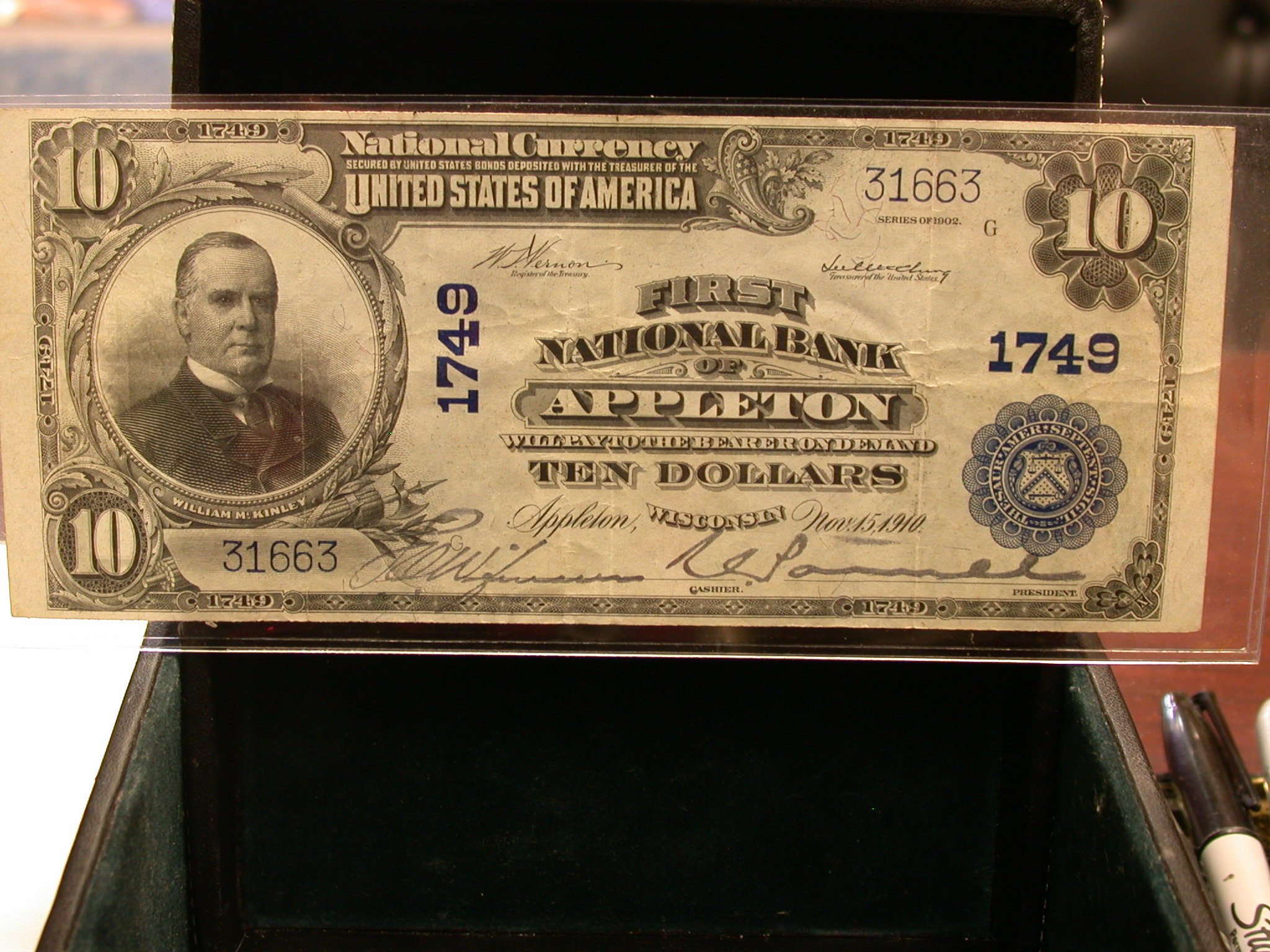 1902 $10 1st NB Appleton, WI National 1749! - Click Image to Close